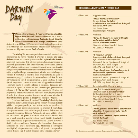 DARWIN DAY (Ferrara 12-19 febbraio 2008)